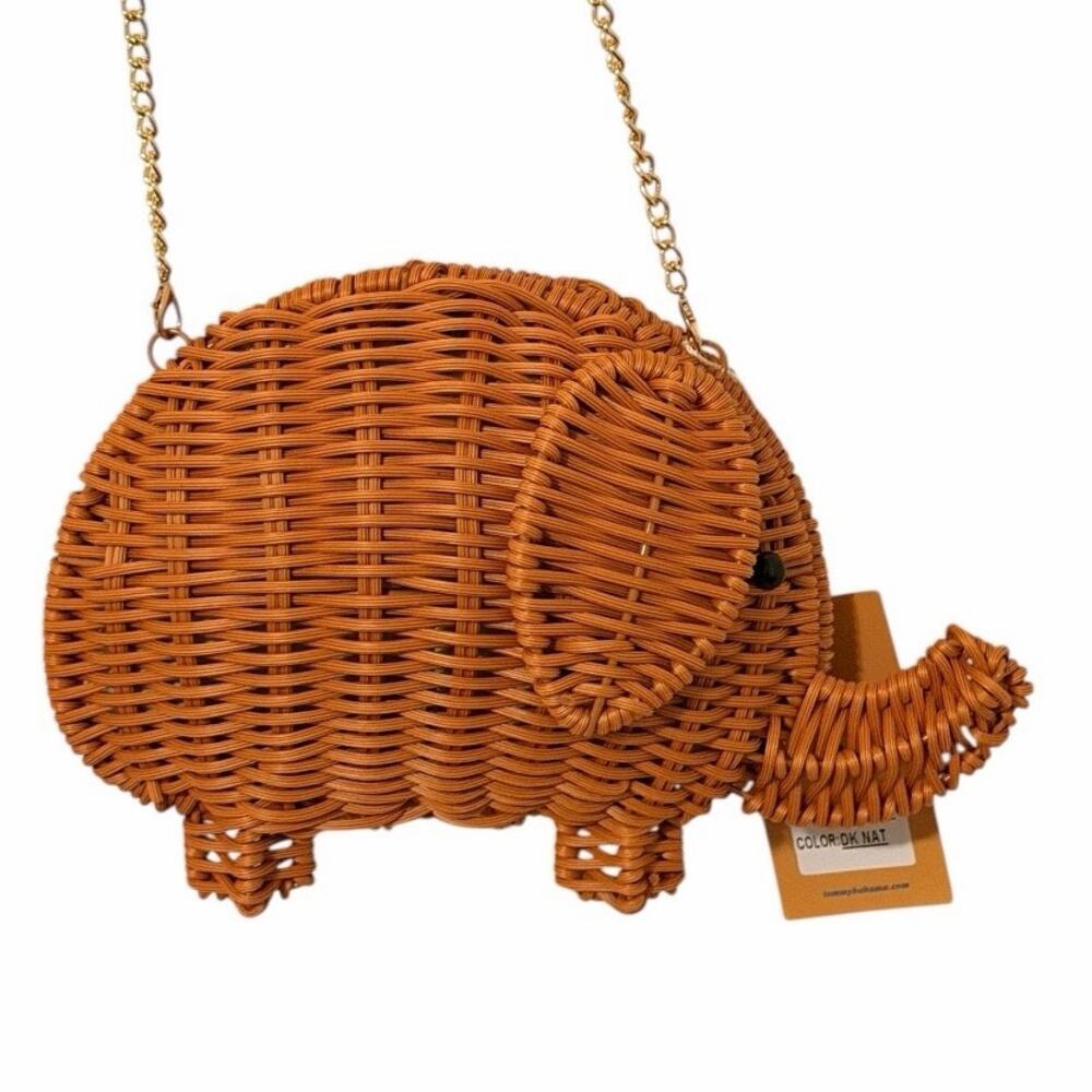 Tommy Bahama Elephant Rattan Wicker Crossbody Bag NWT - Picture 4 of 8